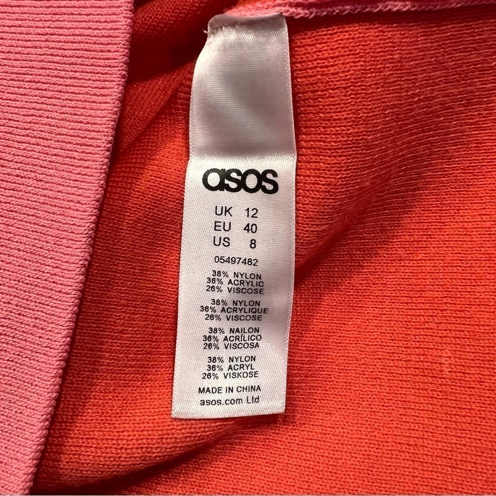 ASOS Coral Sweater With Front Ruffle Sz-8 - Picture 6 of 6
